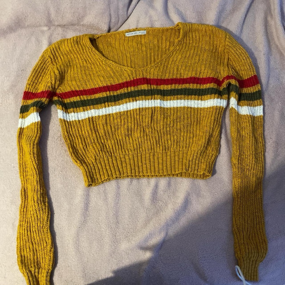 Active USA Mustard Striped Sweater